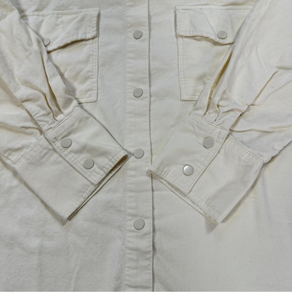 WeWoreWhat Corduroy Snap Button Down Shirt Shacket Oversized in Ivory M/L - Picture 7 of 16